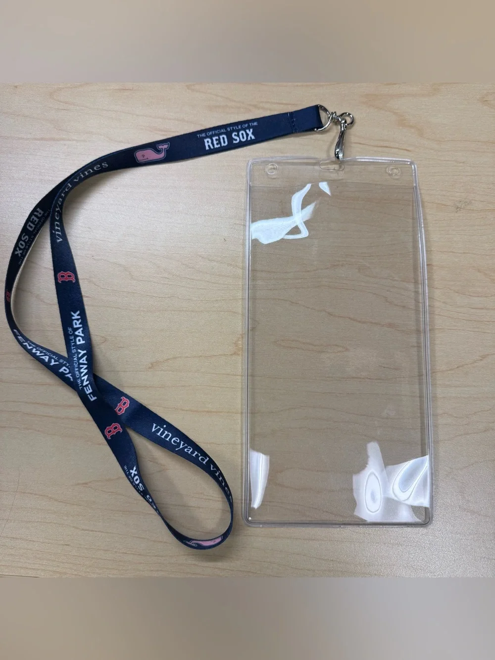 Red Sox - Vineyard Vines Navy and Pink Lanyard and Ticket Holder Tag